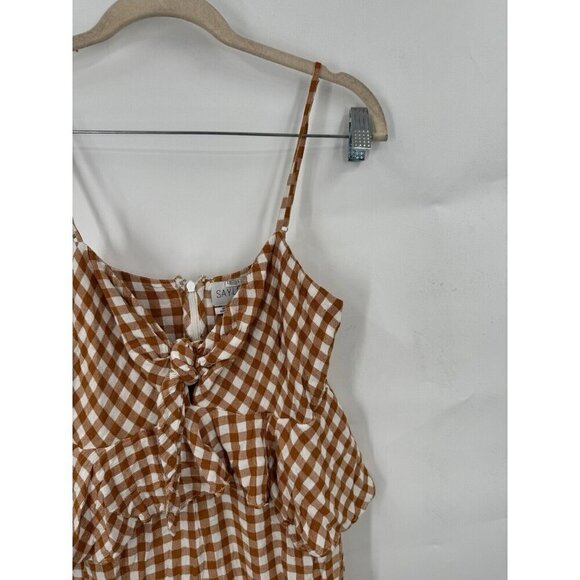 Saylor Jumpsuit Women Medium Orange White Bohemian Wide Leg Western Gingham RTR - Picture 13 of 15